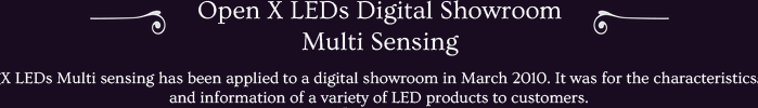 X LEDs Multi sensing has been applied to a digital showroom in March 2010. It was for the characteristics and information of a variety of LED products to customers.